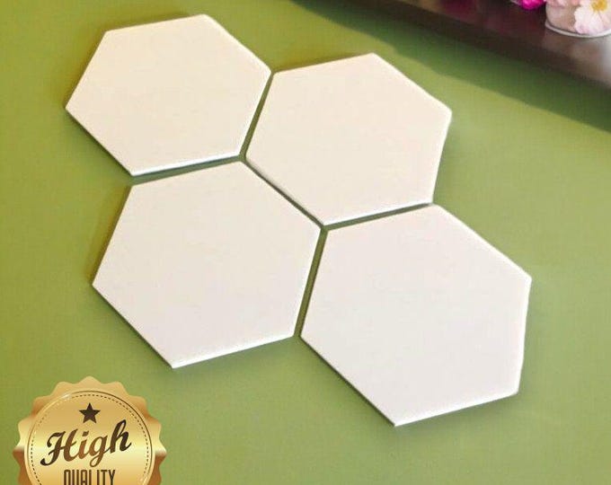 10 x Hexagon Mirrored Crafting Mosaic Wall Tiles, Custom Colours, Woods, Shapes & Sizes