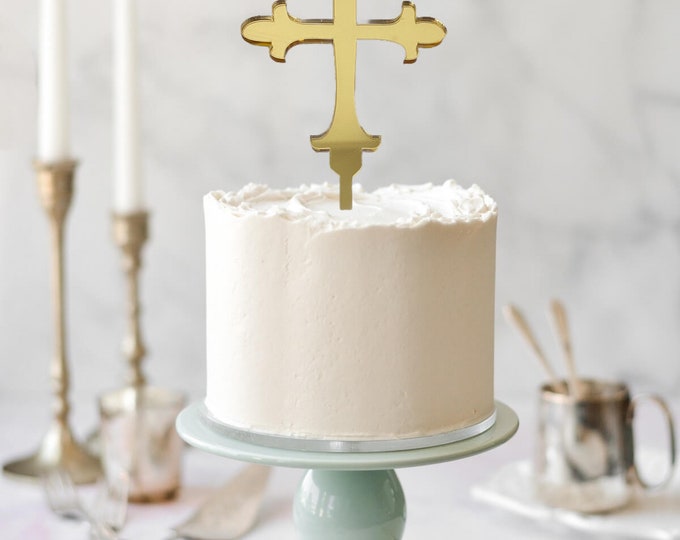 Customizable Christening Cake Topper: Laser Cut Acrylic Cross