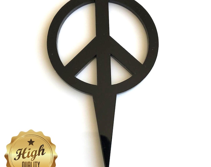 Peace Sign Cake Topper: Recycled Acrylic, Custom Colors