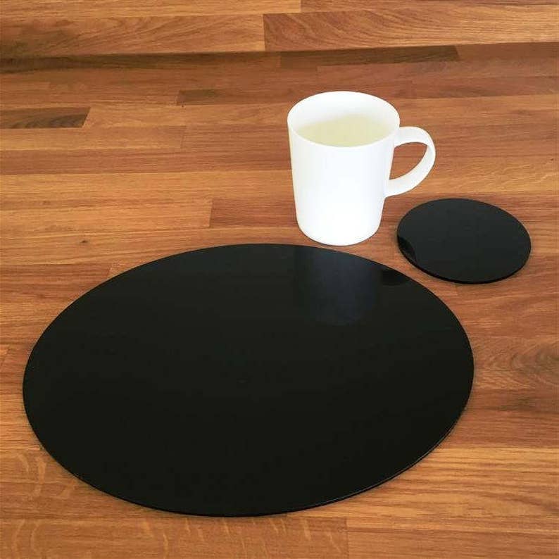 Oval Placemats or Placemats & Coasters in Black Gloss Finish Etsy