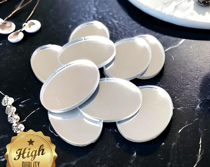 Oval Shaped Crafting Mirrors, Custom Colours, Woods, Sizes, Shapes, (Holes for Jewellery or hoops for invites) Packs of 10