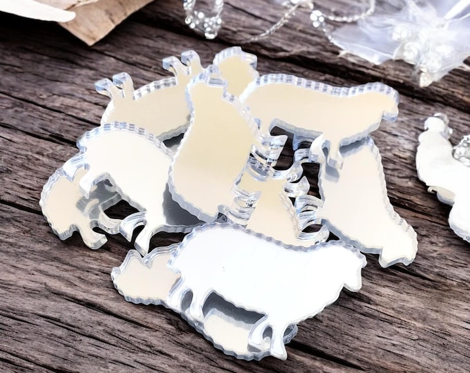 Sheep Shaped Acrylic Crafting Mirrors: Custom Colors & Sizes (Pack of 10)