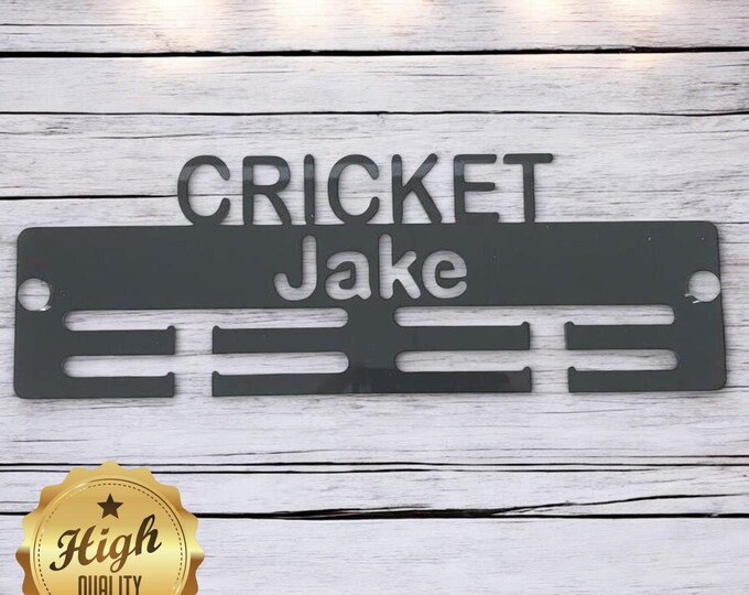 Cricket Medal Hangers, With Customised Name, Sport, Colours & Woods, Includes all Fixings, Large Sizes Made