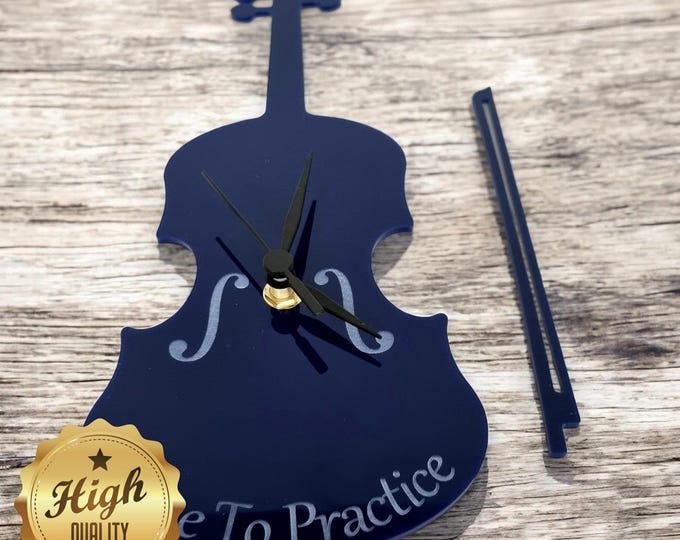 Violin Shaped Clocks - Custom colours and Woods. Engraving and Bespoke Shapes & Sizes Made