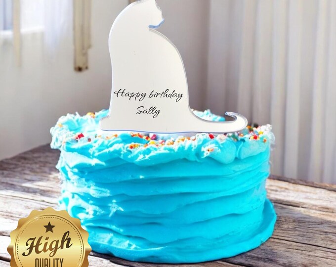Custom Cat Cake Topper - Eco-Friendly Acrylic Birthday Party Decor