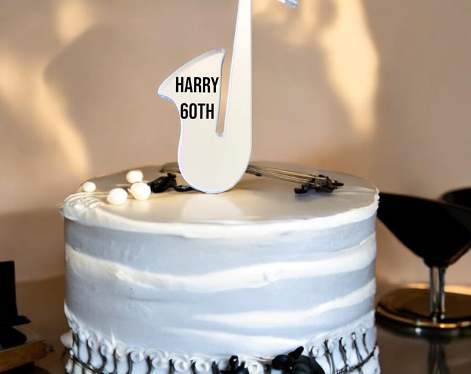 Saxophone Cake Topper: Custom Acrylic Cupcake Toppers