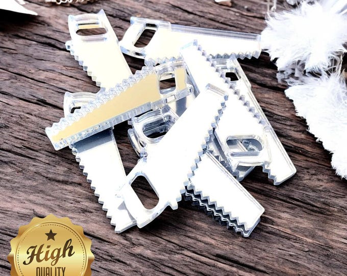 Saw Shaped Crafting Mirrors, Custom Colours, Woods, Sizes, Shapes, (Holes for Jewellery or hoops for invites) Packs of 10