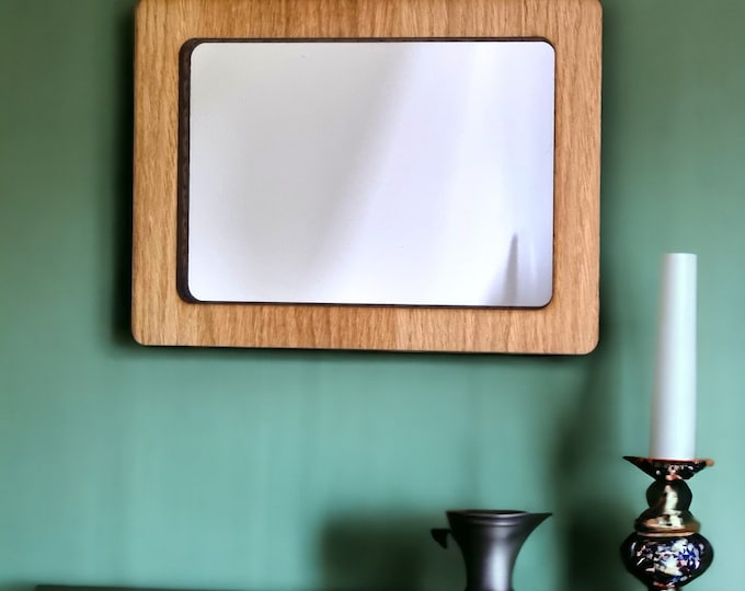 Rectangular Wooden Framed Mirror: Oak, Walnut, or Cherry Veneer