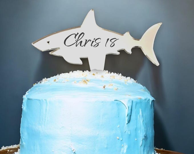 Shark Shaped Cake Toppers & Emblems - Custom Colours, Sizes and Styles Made, Engraving Services