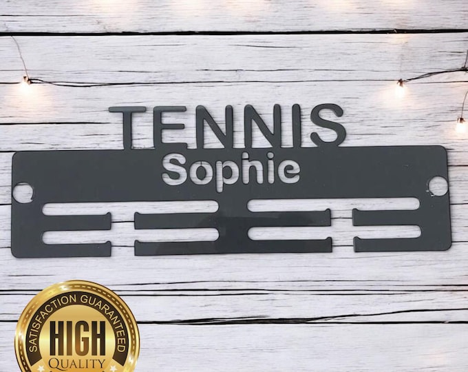 Tennis Medal Hangers, With Customised Name, Sport, Colours & Woods, Includes all Fixings, Large Sizes Made