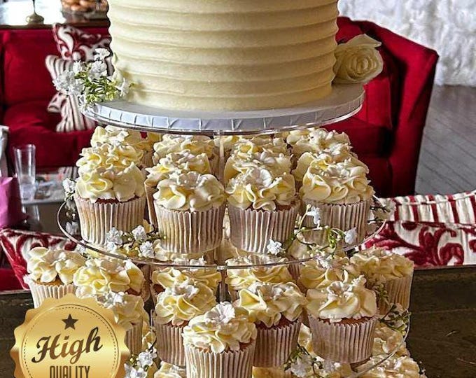 Four Tier Round, Square or Heart Shaped Cake or Savory Stands. Custom Sizes, Shapes, Heights, Colours, Wood Veneers