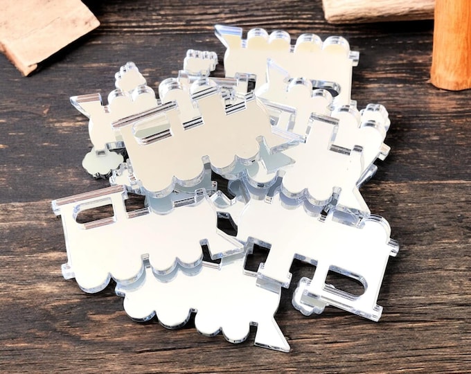 Train Shaped Crafting Mirrors: Acrylic Embellishments, Packs of 10