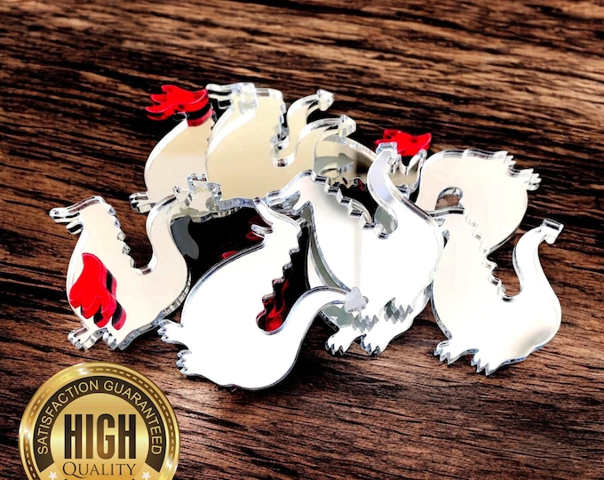 Dragon Shaped Crafting Mirrors, Custom Colours, Woods, Sizes, Shapes, (Holes for Jewellery or hoops for invites) Packs of 10