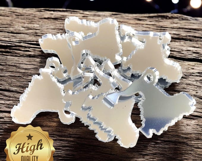 Lowchen Dogs Shaped Crafting Mirrors, Custom Colours, Woods, Sizes, Shapes, (Holes for Jewellery or hoops for invites) Packs of 10