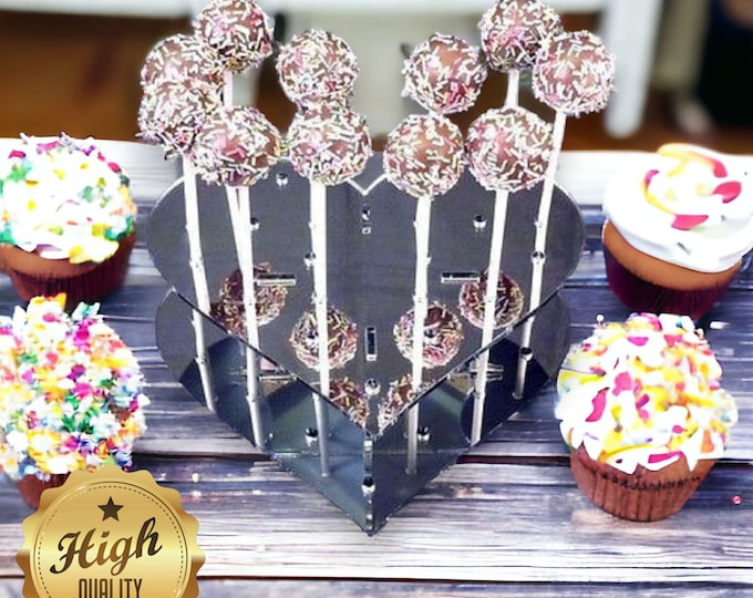 Heart Shaped Acrylic Cake Pop Stand: Custom Colors & Sizes