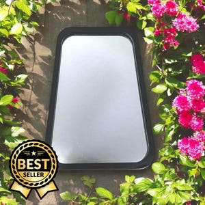 Rectangular Style Design Black Framed Garden Mirrors, Large Sizes, Engraving Services (Indoor & Outdoor Use)