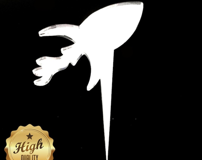 Rocket Cake Toppers: Acrylic Space Theme Party Decor