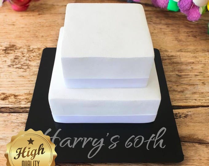 Round, Square, Hexagon, Heart Cake Boards (Reusable), Plain or Engraved, Custom Colours and Wood Veneers, Sizes & Shapes