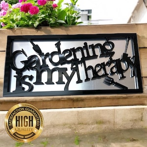 Gardening Therapy Design Framed Garden Mirrors, Custom Colours, Sizes up to 58cm, Engraving Services (Indoor & Outdoor Use)