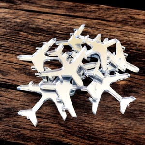 Aeroplane Shaped Crafting Mirrors, Custom Colours, Woods, Sizes, Shapes, (Holes for Jewellery or hoops for invites) Packs of 10