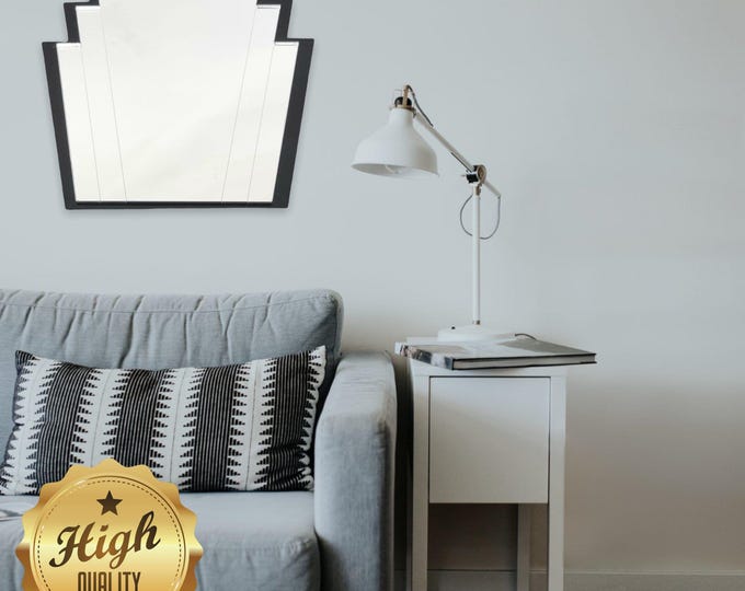 Art Deco Rectangular Fan Shaped Mirrors with a Colour Frame of your choice & Hooks, Bespoke Shapes Made