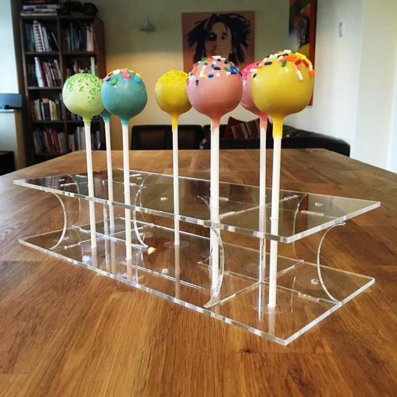 31x13cm 12 cakepops or 45x16cm 17.5x 6 - 8.5x5 Rectangle Clear Gloss Acrylic Cake Pop Stands 36 cakepops