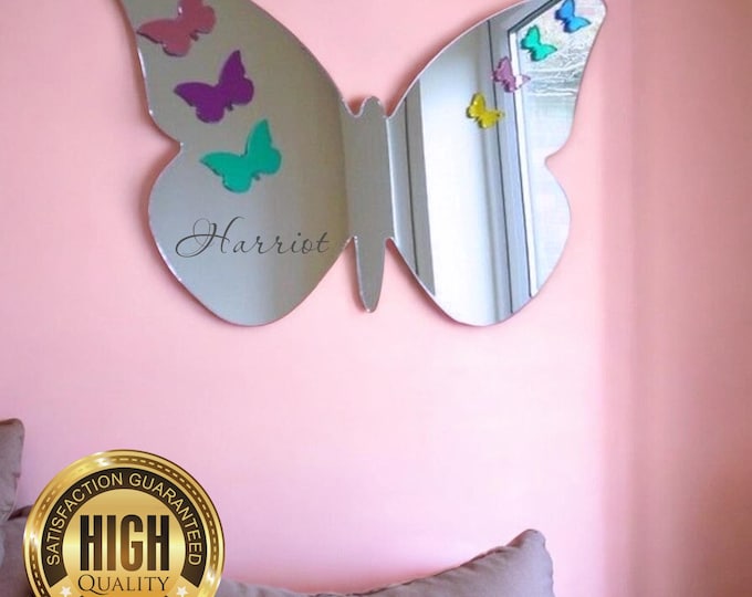 Butterflies on Butterfly Acrylic Mirror Art, Custom Colours, Sizes, Shapes Large Sizes up to 80cm