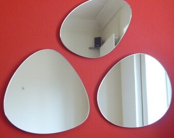 Group of 3 Pebble Shaped Mirrors, Bespoke Shapes Made