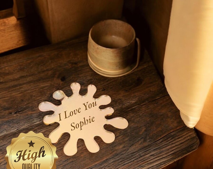 Splash Shaped Coasters in Mirrored Colours, Sets of 4, 6 or 8, Custom Sizes, Shapes (Engraving Option)