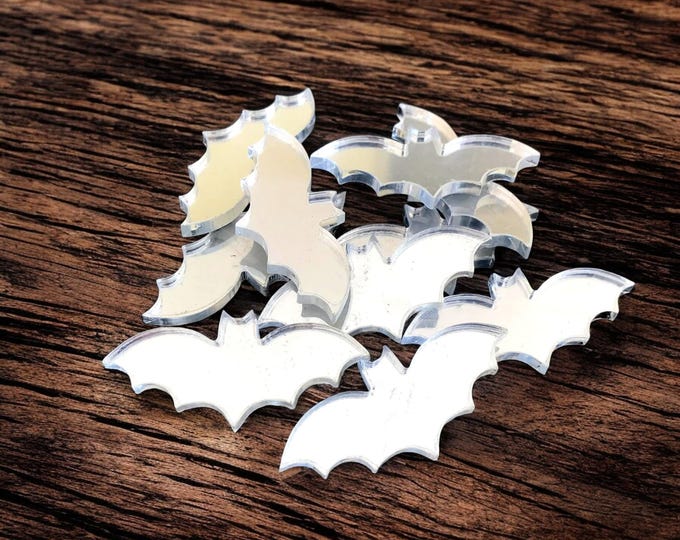 Bat Shaped Crafting Mirrors: Acrylic Embellishments, Jewelry Making, Invitations (Pack of 10)