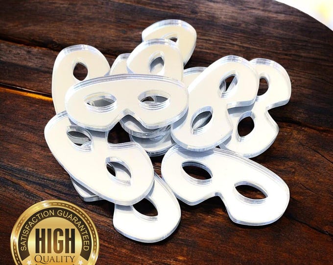 Mask Shaped Crafting Mirrors, Custom Colours, Woods, Sizes, Shapes, (Holes for Jewellery or hoops for invites) Packs of 10
