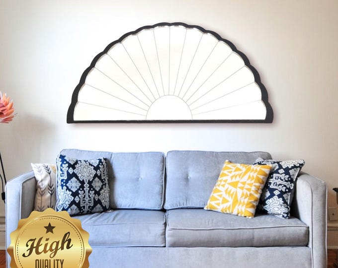 Art Deco Fan Shaped Mirrors with a Colour Frame of your Choice & Hooks, Bespoke Shapes Made