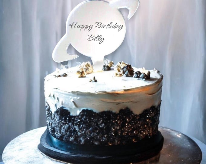 Saturn Cake Topper: Custom Acrylic Planet Cupcake Toppers