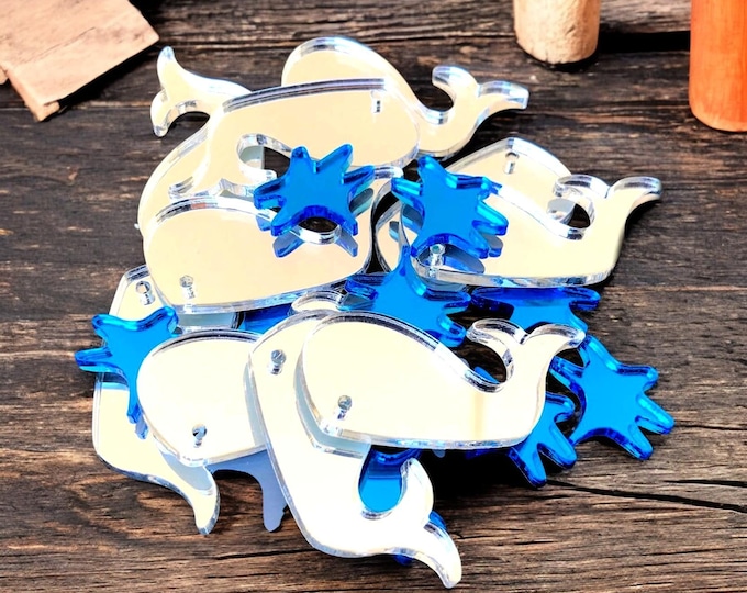 Whale Acrylic Crafting Mirrors: Custom Colors & Sizes, Pack of 10