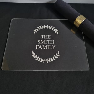 Rectangle Placemats & Coasters - in Clear Gloss Finish Acrylic 3mm - Bespoke Shapes / Sizes Made