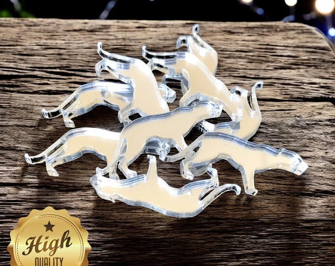 Cat Jaguar Shaped Crafting Mirrors, Custom Colours, Woods, Sizes, Shapes, (Holes for Jewellery or hoops for invites) Packs of 10