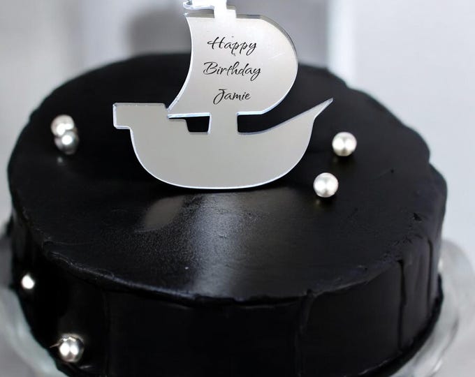 Pirate Ship Cake Topper: Custom Acrylic Cupcake Decorations