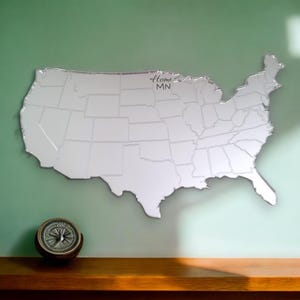 Custom State/Country Acrylic Mirror: Personalized Engraving, Made in UK