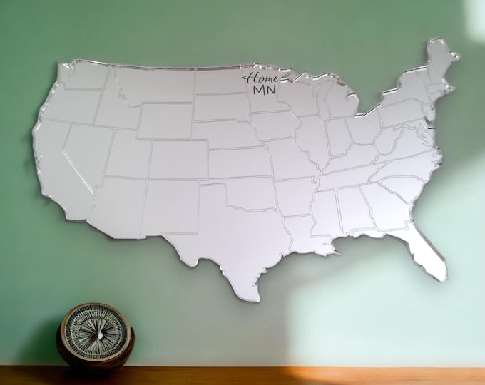 Custom State/Country Acrylic Mirror: Personalized Engraving, Made in UK