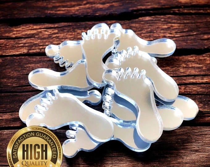 Pair of Feet (5L&5R) Shaped Crafting Sets, Custom Colours, Woods, Sizes, Shapes, (Holes for Jewellery or hoops for invites) Pack of 10