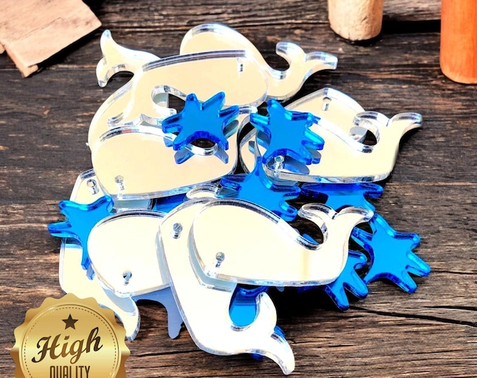 Whale Acrylic Crafting Mirrors: Custom Colors & Sizes, Pack of 10