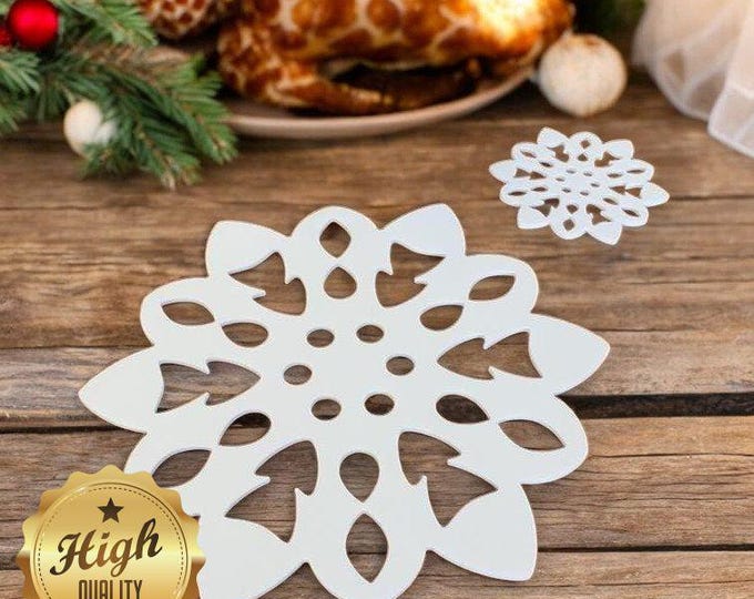 Christmas Snowflake Placemats & Coasters - Clear or Custom Colours or Wood options, Custom Sizes, Shapes, Colours