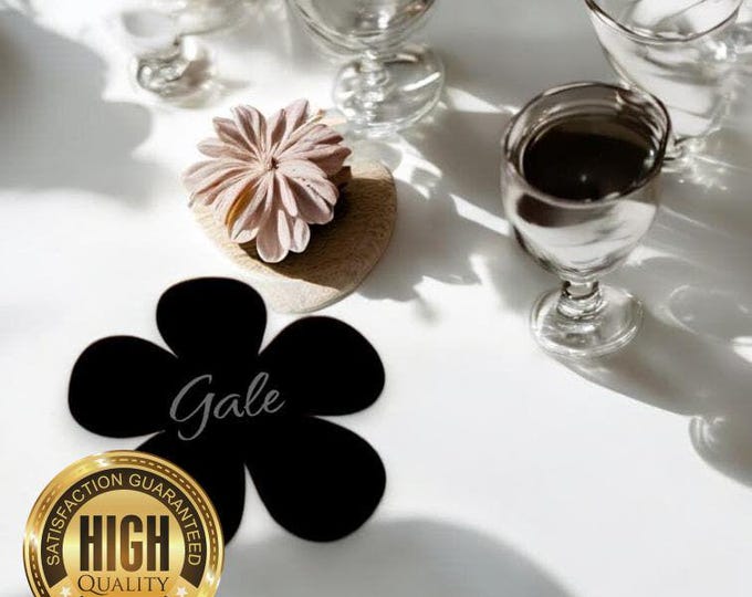 Daisy Flower Shaped Coasters, Custom Clear or Matt or Gloss Finish Colours, Sizes, Shapes (Engraving Services)