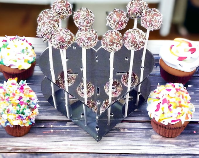 Heart Shaped Acrylic Cake Pop Stand: Custom Colors & Sizes