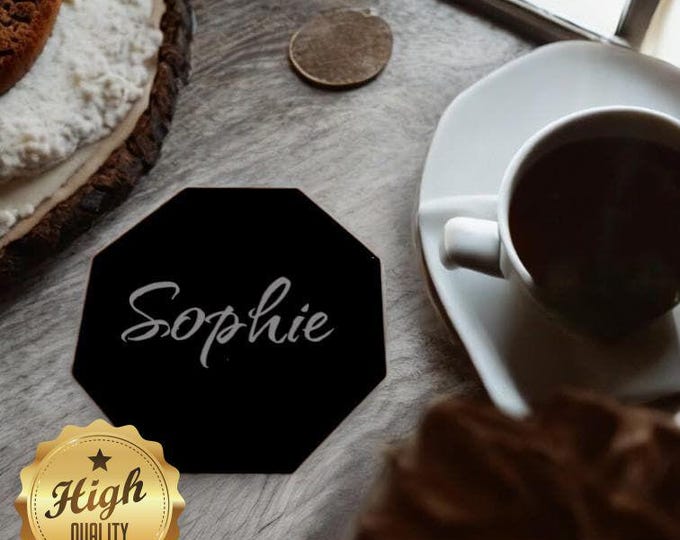 Octagon Shaped Coasters, Custom Matt or Gloss Finish Colours, Sizes, Shapes, Engraved or Plain