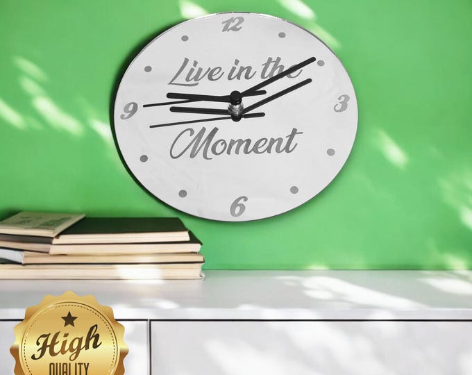 Custom Engraved Round Mirrored Clocks - Custom Colours, Shapes Sizes and Woods