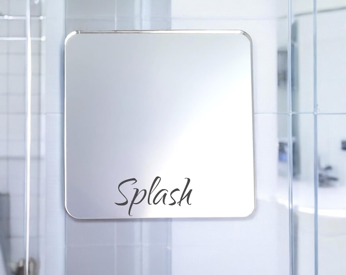 Rounded Corner Square Mirrors (Shower Mirror with Suckers), Custom Colours, Sizes, Shapes, Engraving Services