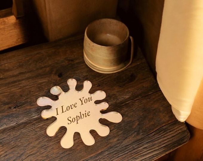 Mirrored Acrylic Splash Coasters: Engraved Celebration Place Settings