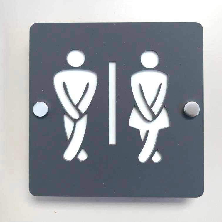 Many Colour Choices & Chrome Fixings Square Crossed Legged Toilet Sign 