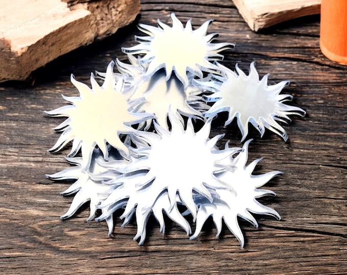 Sun Shaped Crafting Mirrors: Acrylic Embellishments, Custom Colors (Pack of 10)